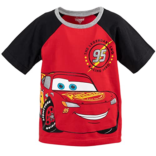 Disney Pixar Cars Lightning McQueen Toddler Boys T-Shirt French Terry Shorts Red/Grey 2T