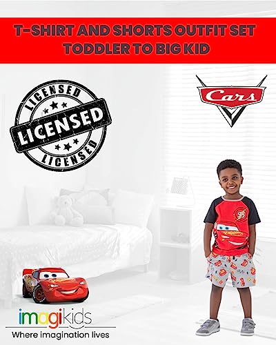 Disney Pixar Cars Lightning McQueen Toddler Boys T-Shirt French Terry Shorts Red/Grey 2T