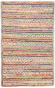 safavieh cape cod collection 2' x 3' natural/multi cap251a handmade boho braided jute entryway living room foyer bedroom kitchen accent rug
