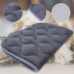 AIPERRO Fluffy Dog Beds for Small Dogs Crate Cushion Mat Machine Washable Anti-Slip Pets Sleeping Pads for Small Medium Large Dogs and Cats (S -29" x 21", Dark Grey)