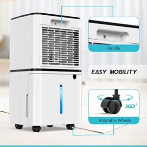 2000 Sq. Ft Dehumidifier for Large Room and Basements, HUMILABS 30 Pints Dehumidifiers with Auto or Manual Drainage, 0.528 Gallon Water Tank with Drain Hose, Intelligent Humidity Control, Auto Defrost, Dry Clothes, 24HR Timer