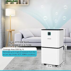 2000 Sq. Ft Dehumidifier for Large Room and Basements, HUMILABS 30 Pints Dehumidifiers with Auto or Manual Drainage, 0.528 Gallon Water Tank with Drain Hose, Intelligent Humidity Control, Auto Defrost, Dry Clothes, 24HR Timer