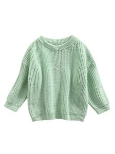 infant toddler baby girl boy knit sweater pullover sweatshirt warm long sleeve shirt tops knitted fall winter clothes (light green, 2-3t)