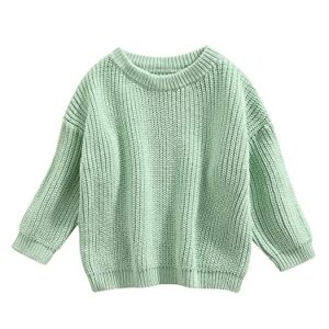 Infant Toddler Baby Girl Boy Knit Sweater Pullover Sweatshirt Warm Long Sleeve Shirt Tops Knitted Fall Winter Clothes (Light Green, 2-3T)