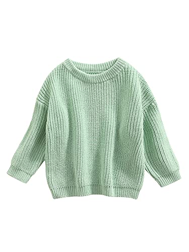 Infant Toddler Baby Girl Boy Knit Sweater Pullover Sweatshirt Warm Long Sleeve Shirt Tops Knitted Fall Winter Clothes (Light Green, 2-3T)