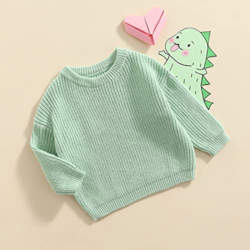 Infant Toddler Baby Girl Boy Knit Sweater Pullover Sweatshirt Warm Long Sleeve Shirt Tops Knitted Fall Winter Clothes (Light Green, 2-3T)