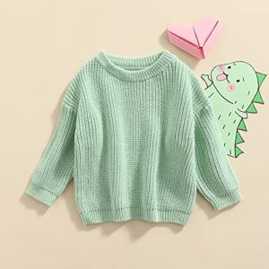 Infant Toddler Baby Girl Boy Knit Sweater Pullover Sweatshirt Warm Long Sleeve Shirt Tops Knitted Fall Winter Clothes (Light Green, 2-3T)