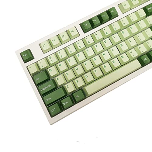 Gamakay PBT keycaps Cherry Profile doubleshot 163 Keys Matcha keycaps ANSI Layout Set for Cherry MX switches Mechanical Gaming Keyboard Replacement(Matcha Green keycaps)