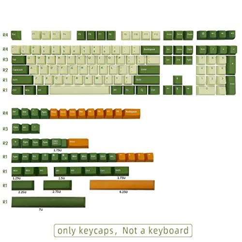 Gamakay PBT keycaps Cherry Profile doubleshot 163 Keys Matcha keycaps ANSI Layout Set for Cherry MX switches Mechanical Gaming Keyboard Replacement(Matcha Green keycaps)