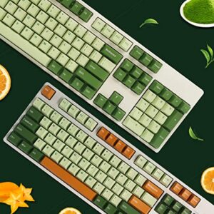 Gamakay PBT keycaps Cherry Profile doubleshot 163 Keys Matcha keycaps ANSI Layout Set for Cherry MX switches Mechanical Gaming Keyboard Replacement(Matcha Green keycaps)