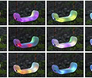 XDP Recreation Firefly LED Lighted Swing with 3 AA Batteries INCLUDED. Motion Sensored Kids Backyard Swingset, Porch or Tree Swing Seat Accessory, Plastic, Clear