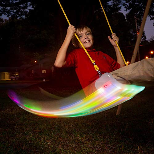 XDP Recreation Firefly LED Lighted Swing with 3 AA Batteries INCLUDED. Motion Sensored Kids Backyard Swingset, Porch or Tree Swing Seat Accessory, Plastic, Clear