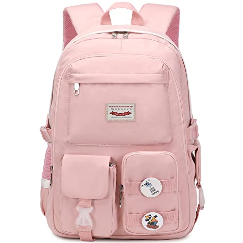 Makukke School Backpacks for Teen Girls - Laptop Backpacks 15.6 Inch College Cute Bookbag Anti Theft Women Casual Daypack,Pink