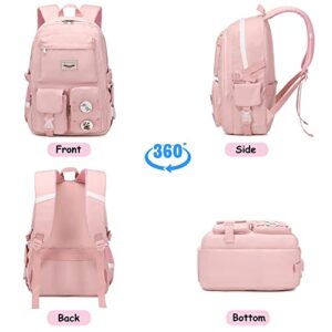 Makukke School Backpacks for Teen Girls - Laptop Backpacks 15.6 Inch College Cute Bookbag Anti Theft Women Casual Daypack,Pink