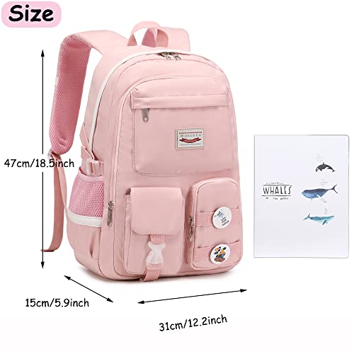 Makukke School Backpacks for Teen Girls - Laptop Backpacks 15.6 Inch College Cute Bookbag Anti Theft Women Casual Daypack,Pink