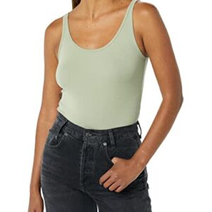 Amazon Essentials Women's Slim-Fit Thin Strap Tank, Pack of 2, Black/Light Sage Green, X-Large