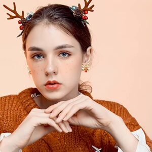 CLASSYZINT Christmas Dangle Earrings For Women Shiny Gold Plated Reindeer Alloy Cute Fun Holiday Earrings Statement Christmas Gifts