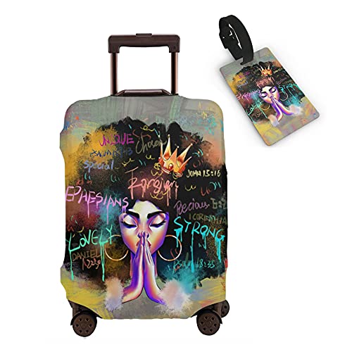 ZgaidIta Black Girl Luggage Coves for Suitcase Washable Suitcase Protector Anti-scratch Suitcase cover L(27-30 inch luggage)