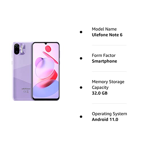 Ulefone Note 6 (2022) GSM 3G Unlocked Smartphone, Triple Card Slots, 6.1" Waterdrop Incell Full- Screen Dual SIM Unlocked Cell Phones, AI Camera 5MP+2MP, 3300mAh, Face Unlock, Android 11 - Purple