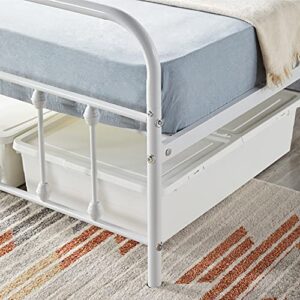 Topeakmart White Sturdy Metal Platform Bed Frame Mattress Foundation Iron-Art with Classic Victorian Style Headboard and Footboard Under Bed Storage No Box Spring Needed Twin Size