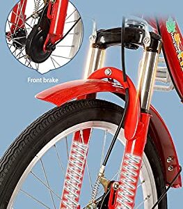 MENGYY Adult Tricycle Folding for Seniors Comfortable seat 3 Wheel Bicycle with Shopping Basket Double Chain 20 Inch Shock Absorber Front Fork Parents and Children Maximum Load 200kg (red) 27*27*17