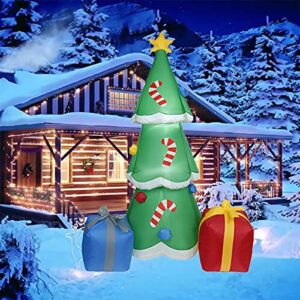 6 ft blow up christmas decoration inflatable outdoor christmas tree gift giant with led light xmas decor for holiday party yard/lawn/ garden/patio