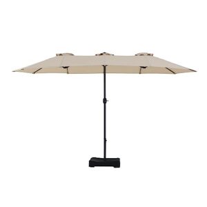sunjoy triple canopy umbrella, beige, with base