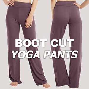 FELEMO Bootcut Flare Yoga Pants for Women Loose Fit High Waisted Yoga Sweatpants for Women Bootleg Work Pants Plus Size Maternity Lounge Pants Tummy Control Soft Bootcut Workout Pants Purple XL