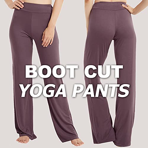 FELEMO Bootcut Flare Yoga Pants for Women Loose Fit High Waisted Yoga Sweatpants for Women Bootleg Work Pants Plus Size Maternity Lounge Pants Tummy Control Soft Bootcut Workout Pants Purple XL