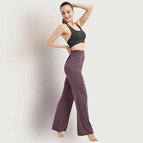 FELEMO Bootcut Flare Yoga Pants for Women Loose Fit High Waisted Yoga Sweatpants for Women Bootleg Work Pants Plus Size Maternity Lounge Pants Tummy Control Soft Bootcut Workout Pants Purple XL