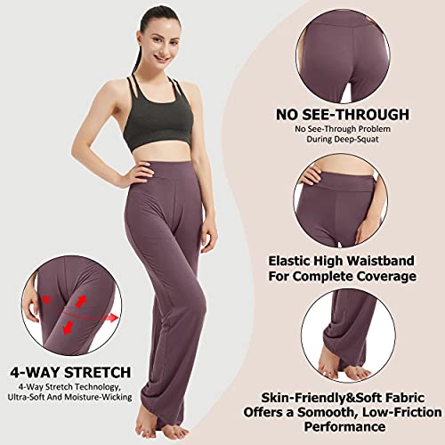 FELEMO Bootcut Flare Yoga Pants for Women Loose Fit High Waisted Yoga Sweatpants for Women Bootleg Work Pants Plus Size Maternity Lounge Pants Tummy Control Soft Bootcut Workout Pants Purple XL