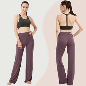 FELEMO Bootcut Flare Yoga Pants for Women Loose Fit High Waisted Yoga Sweatpants for Women Bootleg Work Pants Plus Size Maternity Lounge Pants Tummy Control Soft Bootcut Workout Pants Purple XL