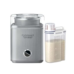 cuisinart ice cream maker - homemade frozen delights with easy cleanup, 2-quart capacity - gelato, sorbet, frozen yogurt - kitchen essential for dessert lovers bundle with rice container (2 items)