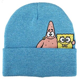 bioworld spongebob and patrick hugging marled knit teal cuff beanie