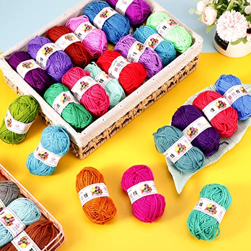 Timtin 66 Rolls Yarn Skeins for Knitting 2887 Yards Acrylic Soft Crochet Yarns Assorted Colors Mini Knitting and Crochet Project