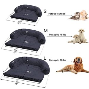 Calming Dog Bed Fluffy Plush Dog Mat for Furniture Protector with Removable Washable Cover for Large Medium Small Dogs and Cats (Large(45x37x6), Dark Grey)