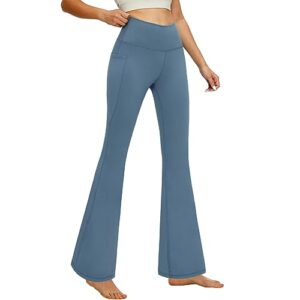 yoyoyoga women's boot cut yoga pants high waisted stretchy bootleg leggings tummy control athletic pants pull on x-large blue