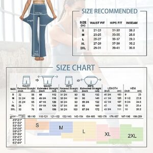 YOYOYOGA Women's Boot Cut Yoga Pants High Waisted Stretchy Bootleg Leggings Tummy Control Athletic Pants Pull On x-Large Blue