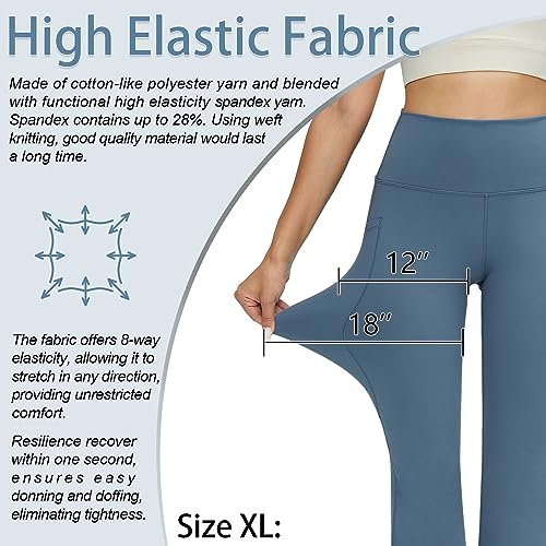 YOYOYOGA Women's Boot Cut Yoga Pants High Waisted Stretchy Bootleg Leggings Tummy Control Athletic Pants Pull On x-Large Blue