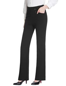 tapata women's bootcut dress pants 28"/30"/32"/34" work pants with pockets stretchy slacks business casual pants tall/long/petite/regular, 30" black, xl