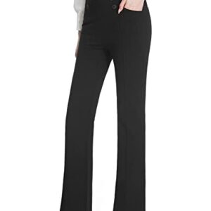 Tapata Women's Bootcut Dress Pants 28"/30"/32"/34" Work Pants with Pockets Stretchy Slacks Business Casual Pants Tall/Long/Petite/Regular, 30" Black, XL