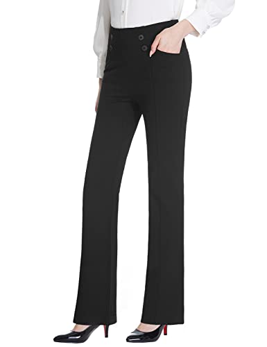 Tapata Women's Bootcut Dress Pants 28"/30"/32"/34" Work Pants with Pockets Stretchy Slacks Business Casual Pants Tall/Long/Petite/Regular, 30" Black, XL