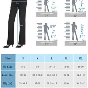 Tapata Women's Bootcut Dress Pants 28"/30"/32"/34" Work Pants with Pockets Stretchy Slacks Business Casual Pants Tall/Long/Petite/Regular, 30" Black, XL