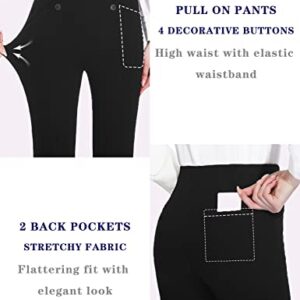 Tapata Women's Bootcut Dress Pants 28"/30"/32"/34" Work Pants with Pockets Stretchy Slacks Business Casual Pants Tall/Long/Petite/Regular, 30" Black, XL