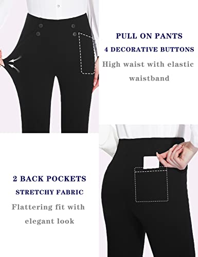 Tapata Women's Bootcut Dress Pants 28"/30"/32"/34" Work Pants with Pockets Stretchy Slacks Business Casual Pants Tall/Long/Petite/Regular, 30" Black, XL