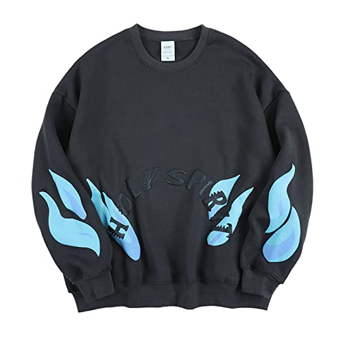 Cactus Pack Men's Fleece Crewneck Sweatshirt Holy Spirit Long Sleeve Winter Pullover Sweatshirt Hoodie Grey