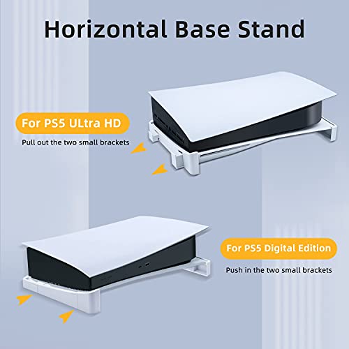 Mcbazel Horizontal Stand for PS5, Base Stand Accessories Compatible with Playstation 5 Disc & Digital Editions - White