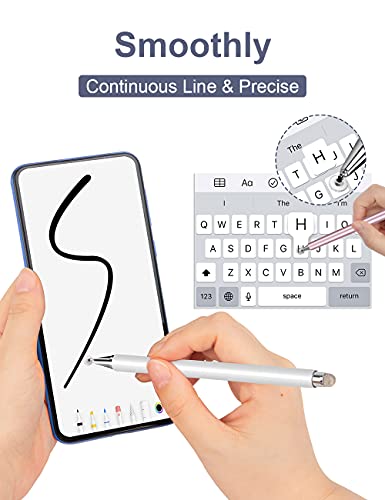 Stylus Pen for iPad 2 Pack, LIBERRWAY 2 in 1 Disc Stylus Pens for Touch Screens, Capacitive Stylus with Magnetic Cap, Compatible with iPad iPhone Pro Android Chromebook (White & Rosegold)