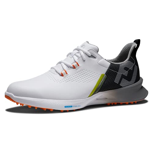 FootJoy Men's FJ Fuel Golf Shoe, White/Black/Orange, 10.5