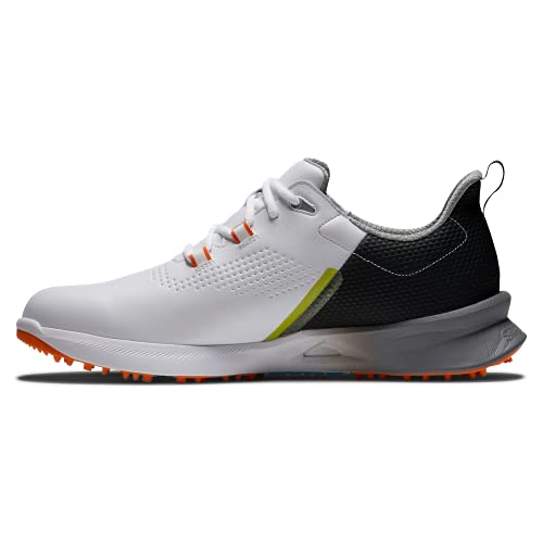 FootJoy Men's FJ Fuel Golf Shoe, White/Black/Orange, 10.5